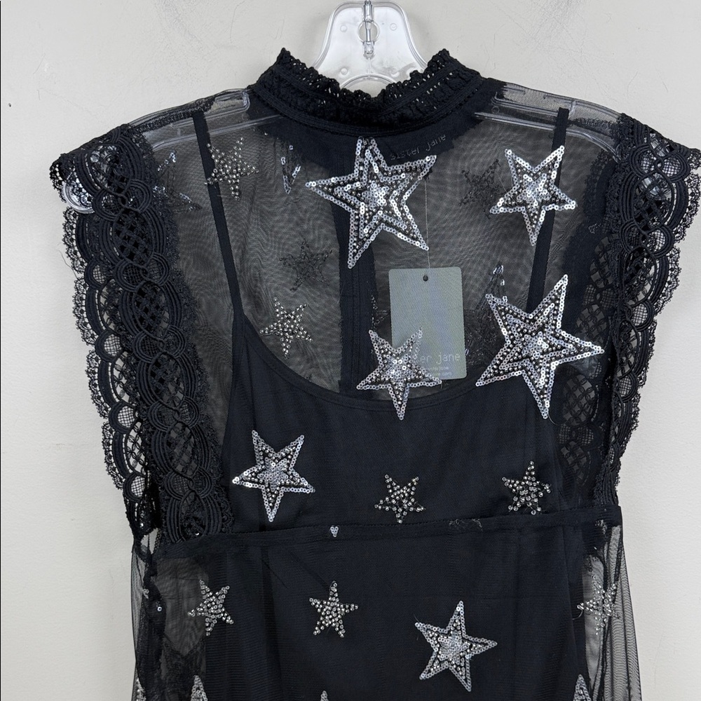 SISTER JANE Mesh Dress With Sequin And Beaded Star Patches - Picture 7 of 13